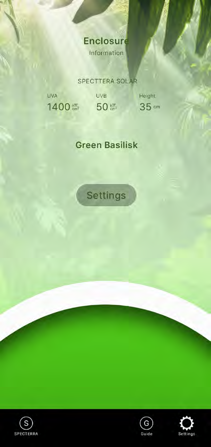 Original SPECTERRA App enclosure settings summary
