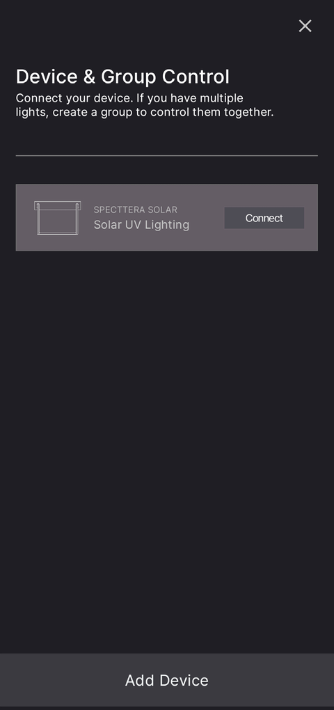 Original SPECTERRA App SOLAR group control screen