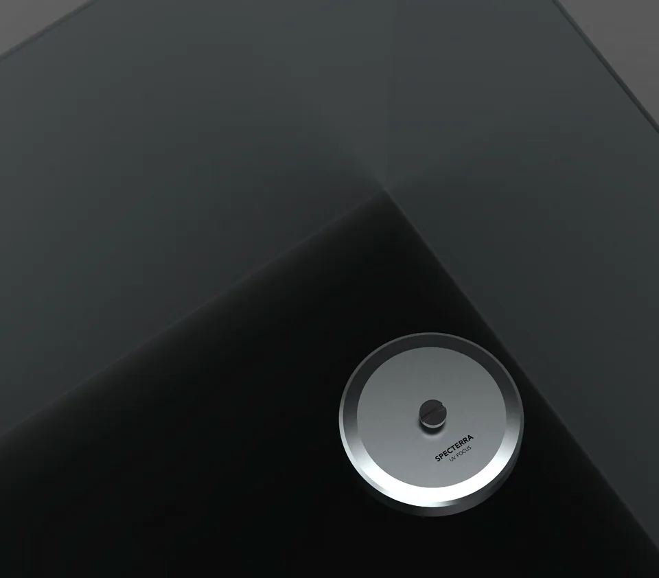 UV Focus magnetic mounting under a glass top